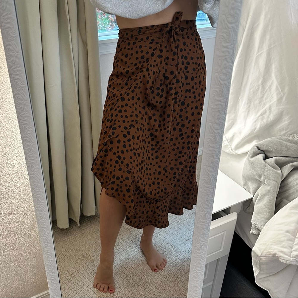 high waist mid length adjustable wrap tie skirt